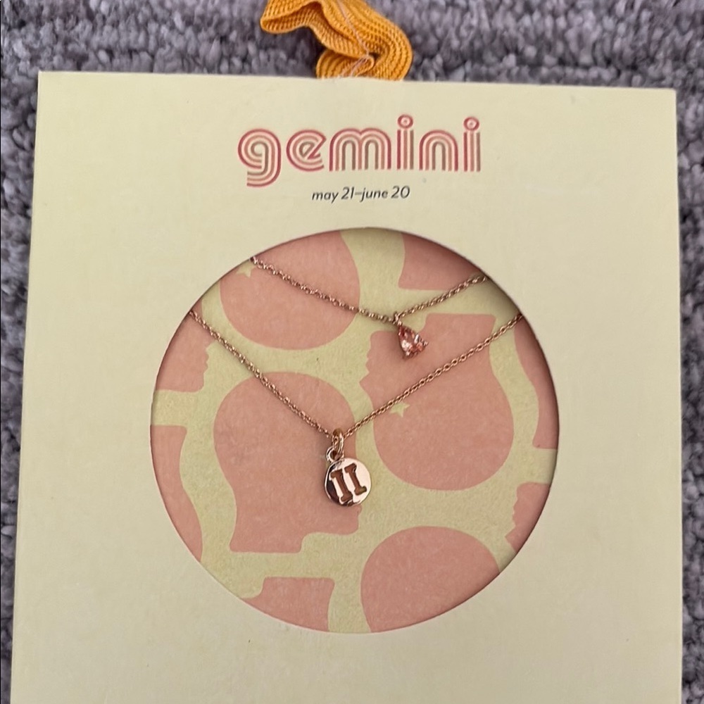 Gemini Zodiac Pendant Necklace - Gold